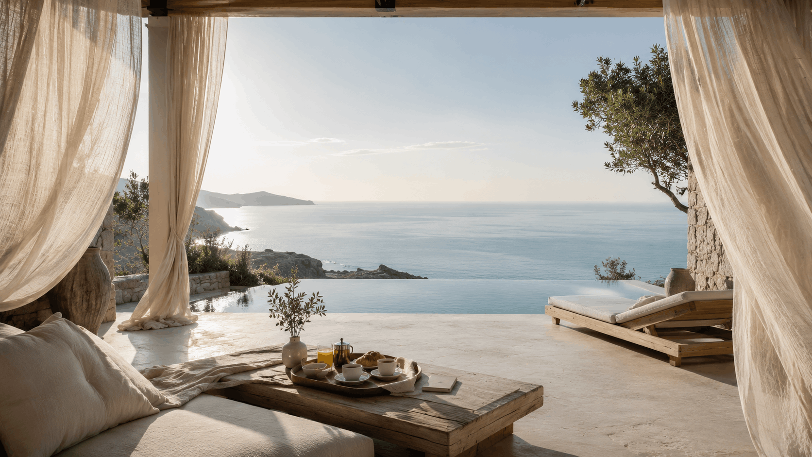 Luxury travel advisor planning table with passport, notebook, map, coffee, and travel documents in Vancouver